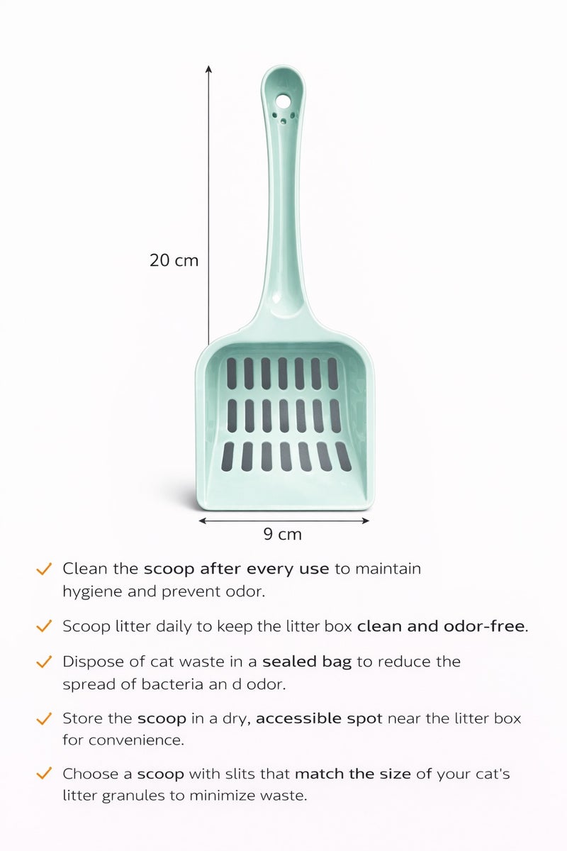 ICare Cat Litter Scoop, Mint Green, 20 x 9 cm, Slotted Design for Easy Sifting - Image 2